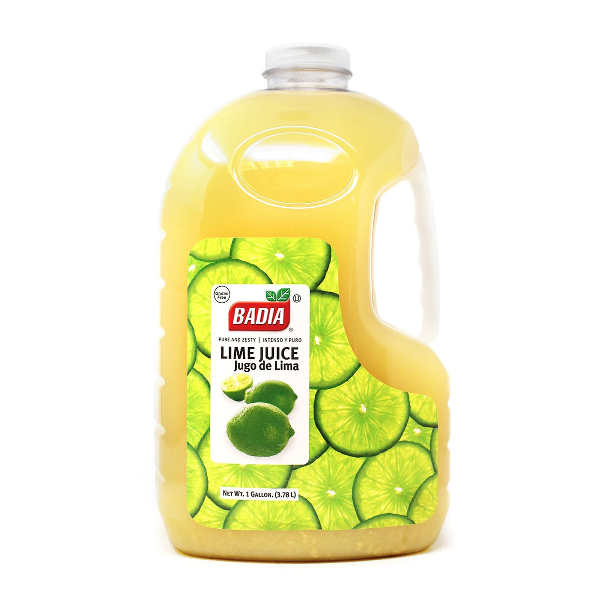 Badia lime juice bottle in a large 128 oz size for consistent citrus flavor.