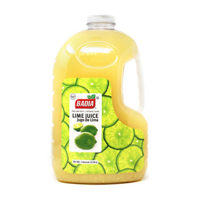 Badia lime juice bottle in a large 128 oz size for consistent citrus flavor.