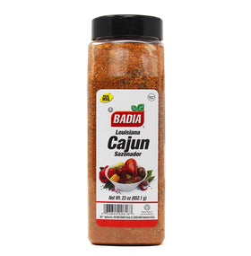 Badia Louisiana Cajun Seasoning bottle delivers bold Creole flavor for grilling and marinating.