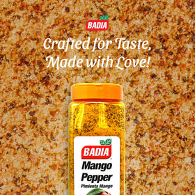 Badia Mango Pepper Seasoning enhances seafood with sweet-spicy balance.