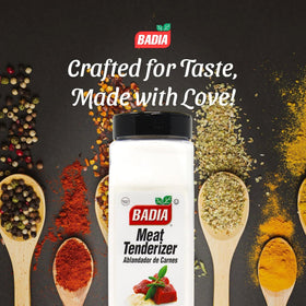 Badia Meat Tenderizer powder closeup highlights light texture for even application.