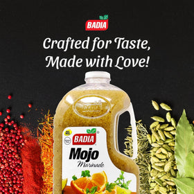 Badia Mojo Criollo Marinade ingredients-closeup shows onions, garlic, and spices for flavor