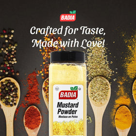Badia mustard powder scoop simplifies even seasoning for rubs and marinades