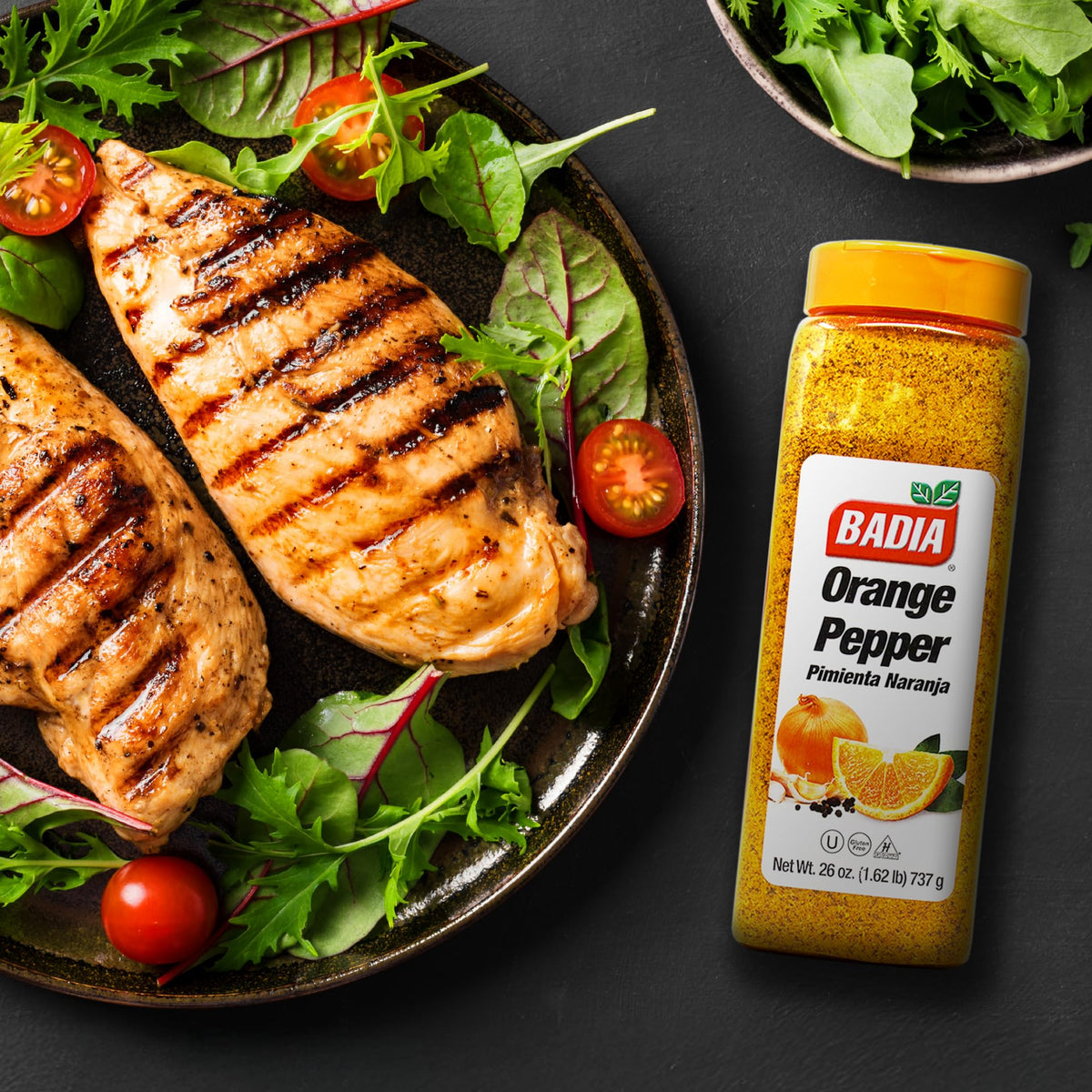 Badia Orange Pepper Seasoning roasted-veggies with vibrant citrus finish on vegetables.