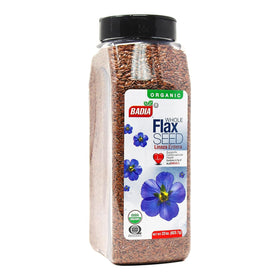 Badia Organic Whole Flax Seed packaging on pantry shelf for everyday cooking.