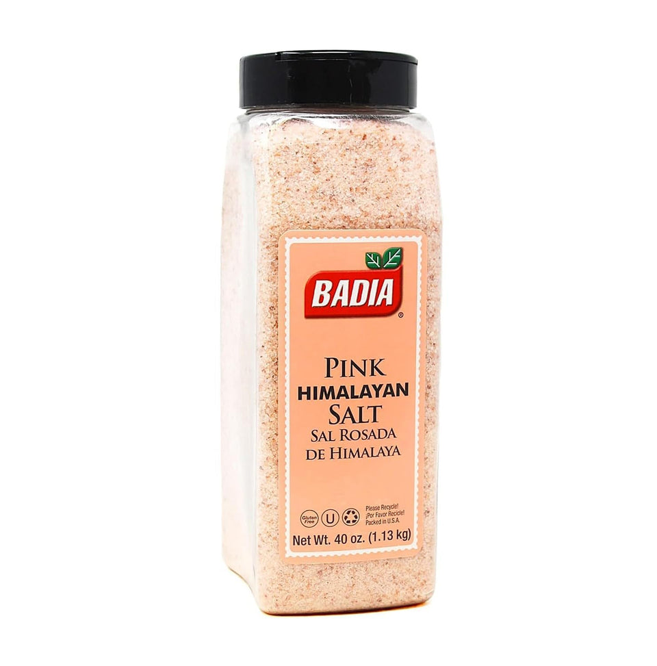 Badia Pink Himalayan Salt coarse grains for precise seasoning and finishing dishes.