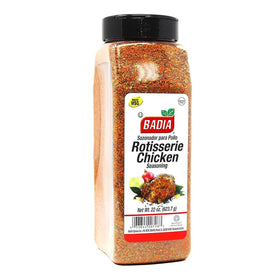Badia Rotisserie Chicken Seasoning bottle for poultry flavor and crisp crust