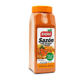 Badia Sazon coriander and annatto packaging showing authentic Latin flavor.