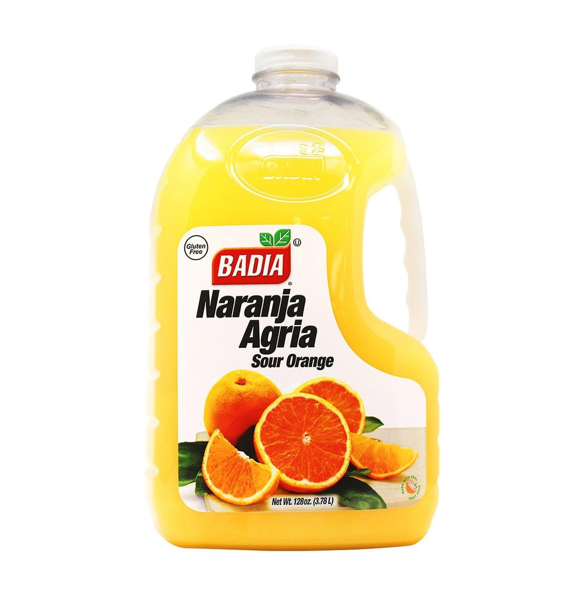 Badia Sour Orange Marinade bottle close-up showing vibrant citrus aroma for versatile marinating.