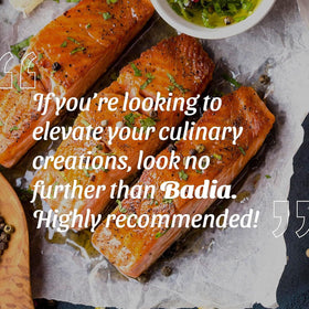 Badia spices white pepper on shelf suggests pantry-friendly seasoning.