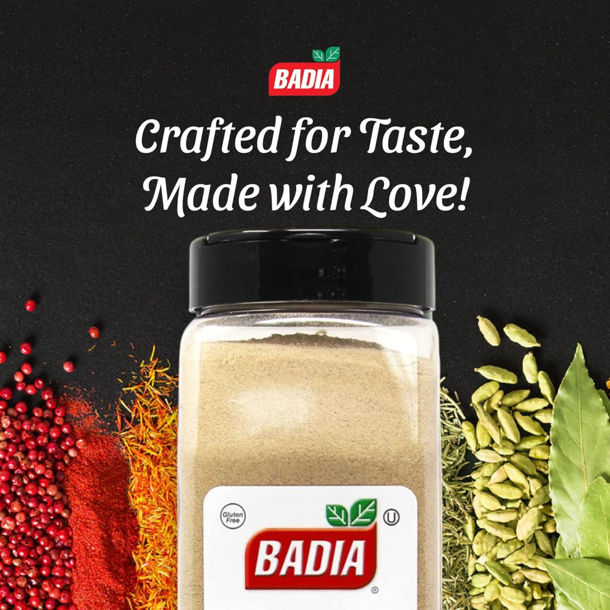 Badia white pepper grains close-up showing bright aroma for soups and seafood.
