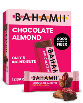 Bahamii Chocolate Almond Date Bar 6-ingredient pack ready to enjoy.