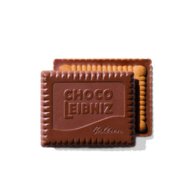 Close-up of Bahlsen butter biscuit with rich European milk chocolate.