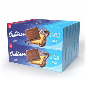 Bahlsen Choco Leibniz Milk Cookies packaging, ideal for gifting and sharing.