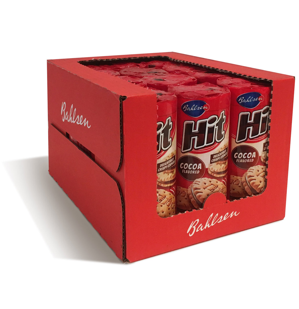 Bahlsen HIT chocolate filled sandwich cookie with crisp vanilla biscuit, ideal with coffee.