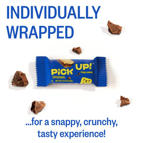 Bahlsen PiCK UP! Minis Original, chocolate sandwich between two biscuits, inviting bite.