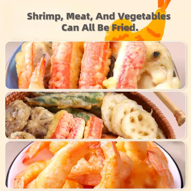 BAHWJCTO Tempura Batter Mix performs best at 170–180°C for crispiness.