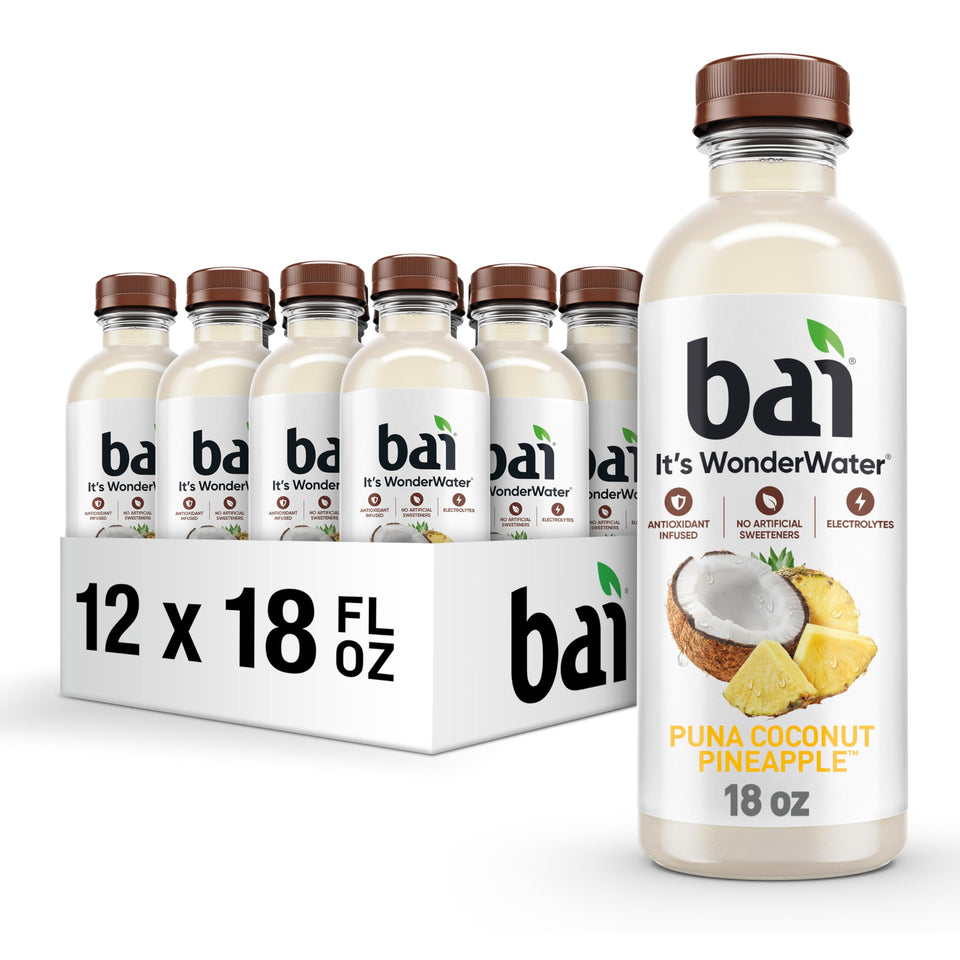 Bai Puna Coconut Pineapple 18oz bottle ready for refreshing hydration.