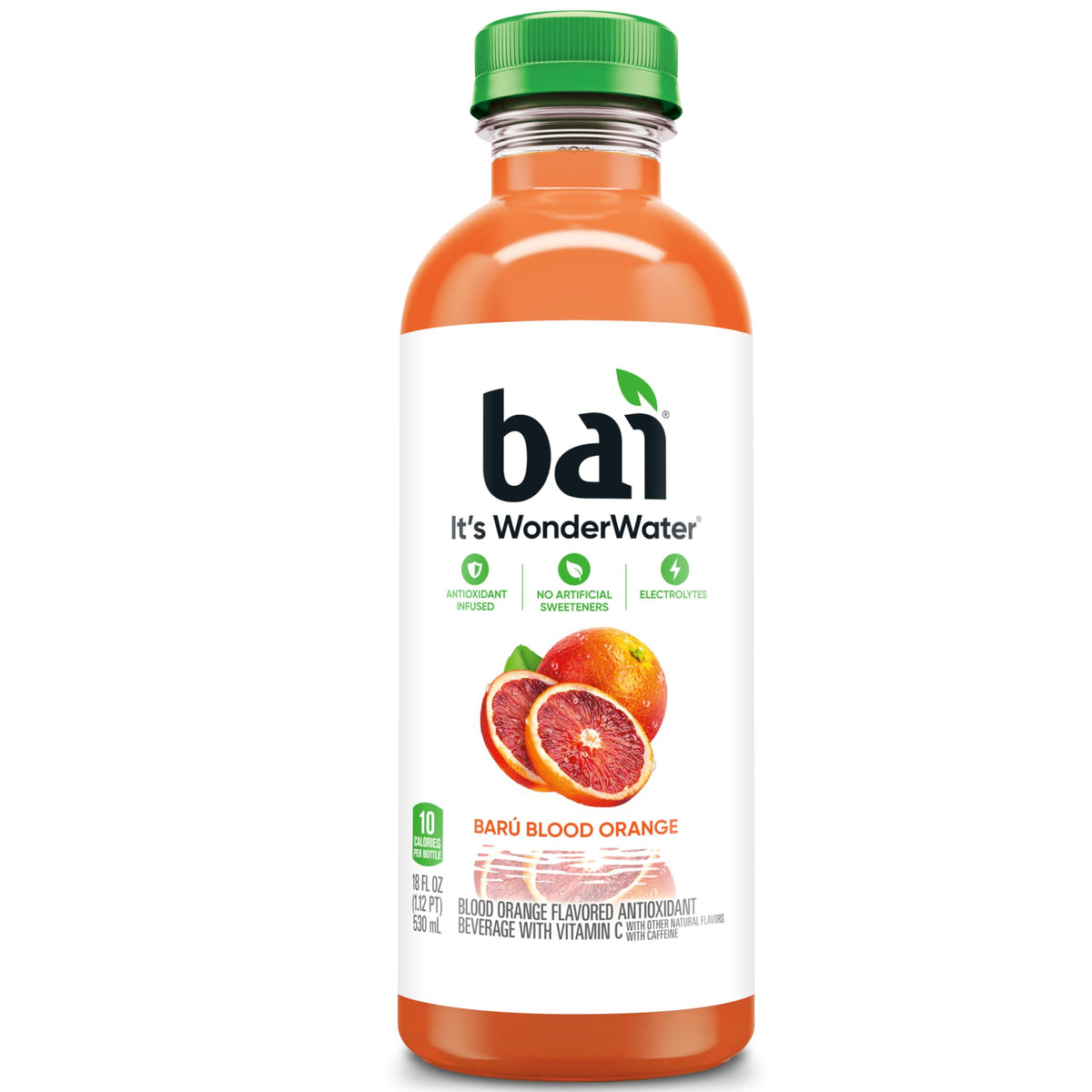 Bai Baru Blood Orange glass pour—serve ready for immediate sipping.