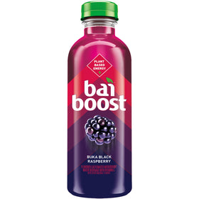 Bai Boost Buka Black Raspberry bottle back nutrition panel highlights vitamin C.