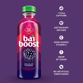 Bai Boost Buka Black Raspberry pack 12 emphasizes value and sharing.