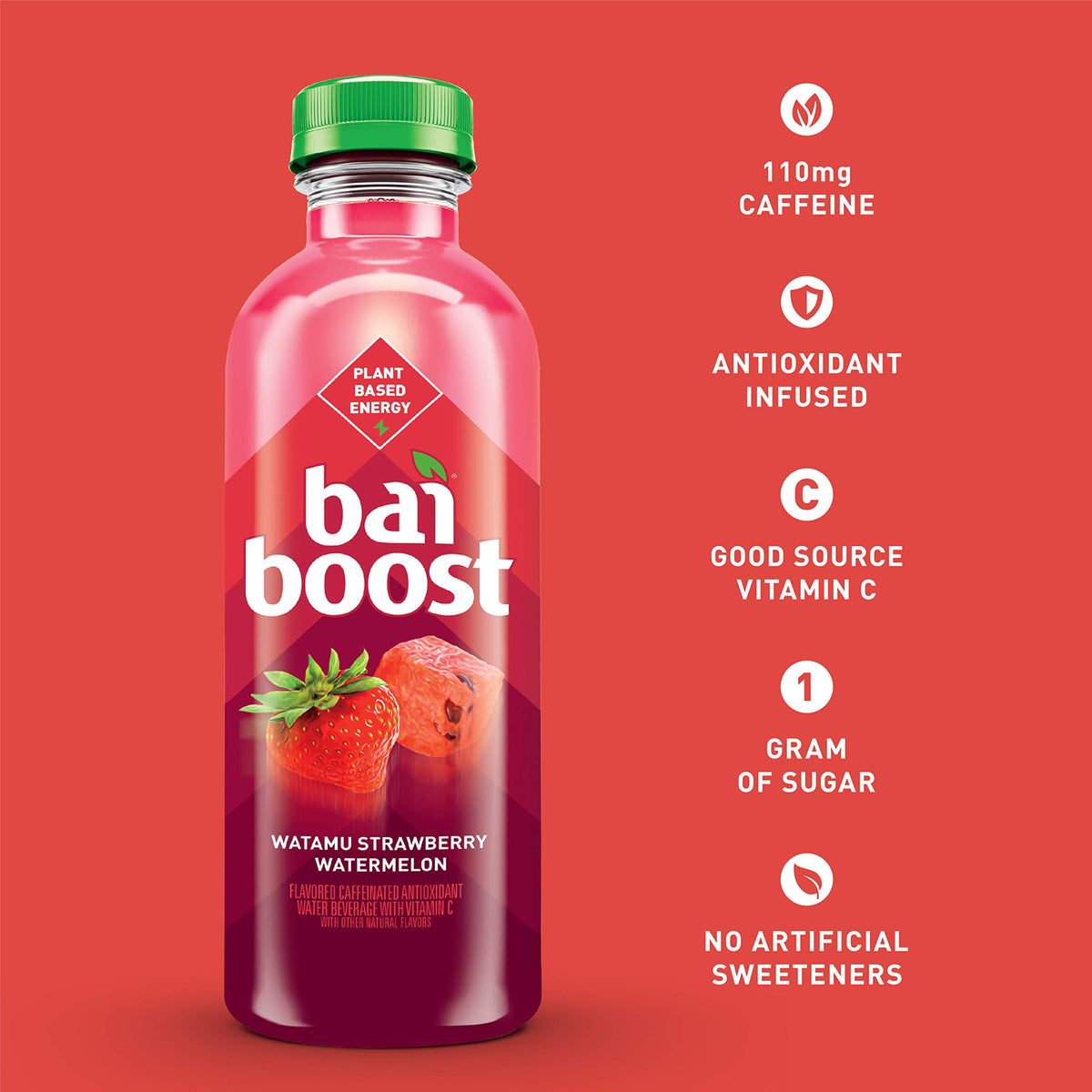 Bai Boost Watamu Strawberry Watermelon pack of 12 on display.