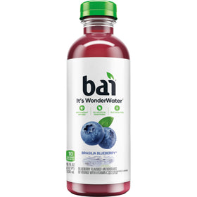 Bai Brasilia Blueberry bottle with blueberry imagery, ideal for on-the-go hydration.