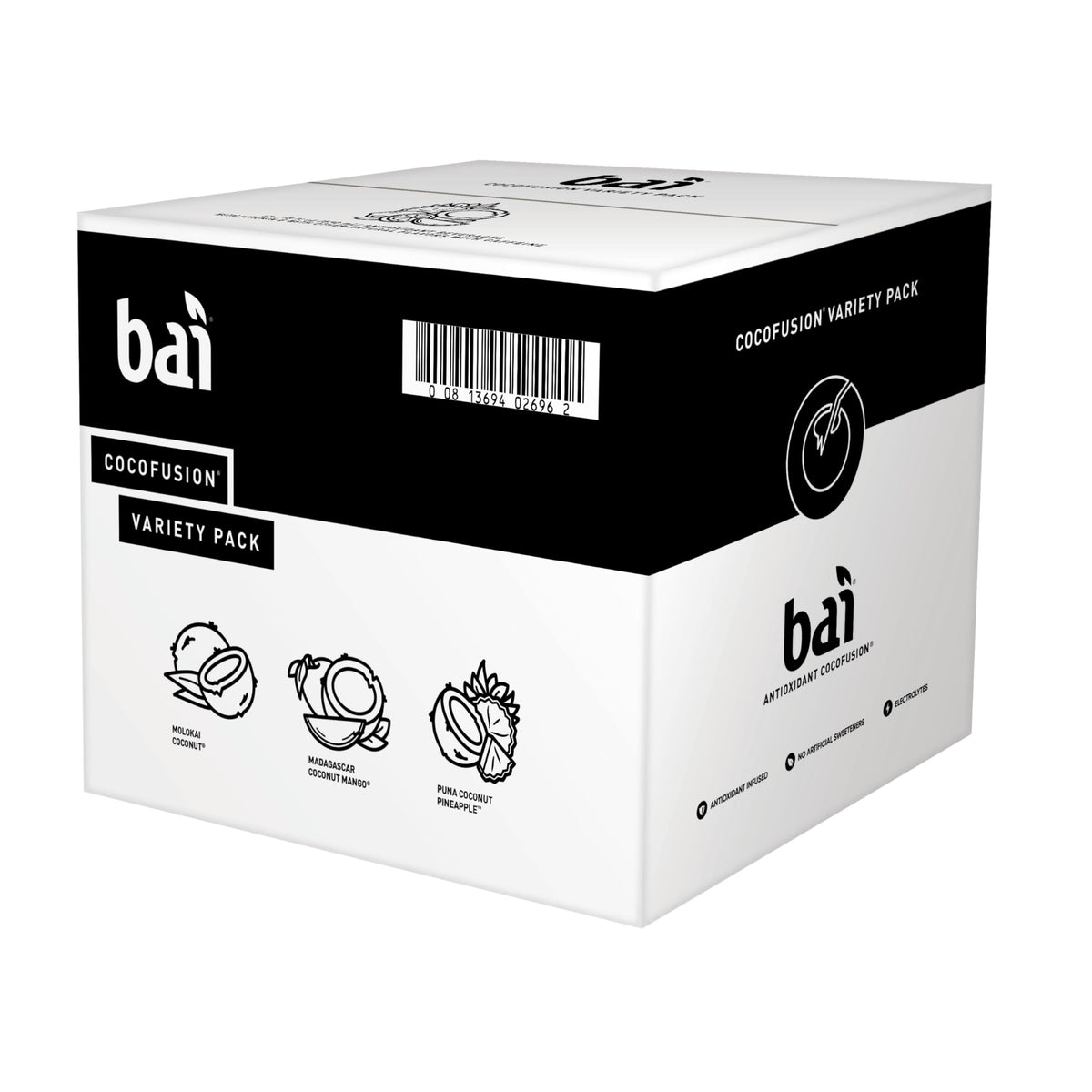 Bai Coconut Variety Pack Stevia-sweetened drink image conveys tasty hydration with minimal sugar.