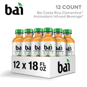 Bai Costa Rica Clementine bottle top highlights bold branding and grab-and-go convenience.
