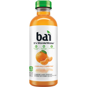 Bai Costa Rica Clementine label detail mentions no artificial sweeteners in the formula.
