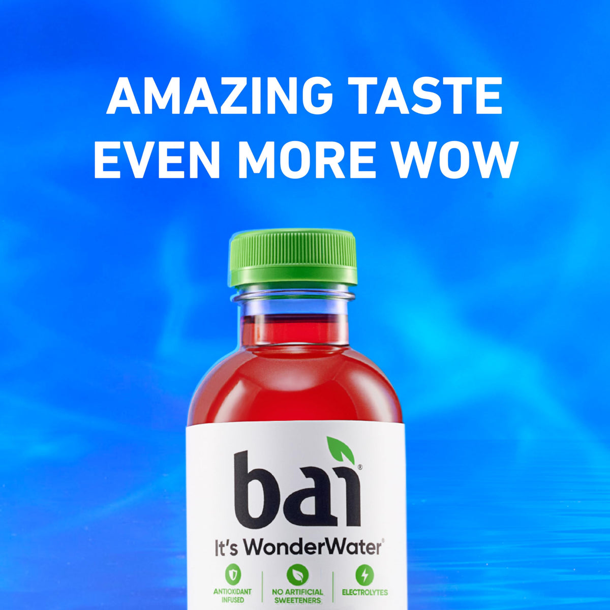 Bai Flavors Variety Pack label close-up highlighting real fruit flavors and no artificial sweeteners
