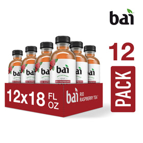 Gluten-free, vegan, and kosher symbols on Bai Rio Raspberry bottle.
