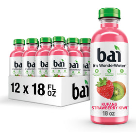 Bai Kupang Strawberry Kiwi bottle highlighting electrolytes and 10 calories