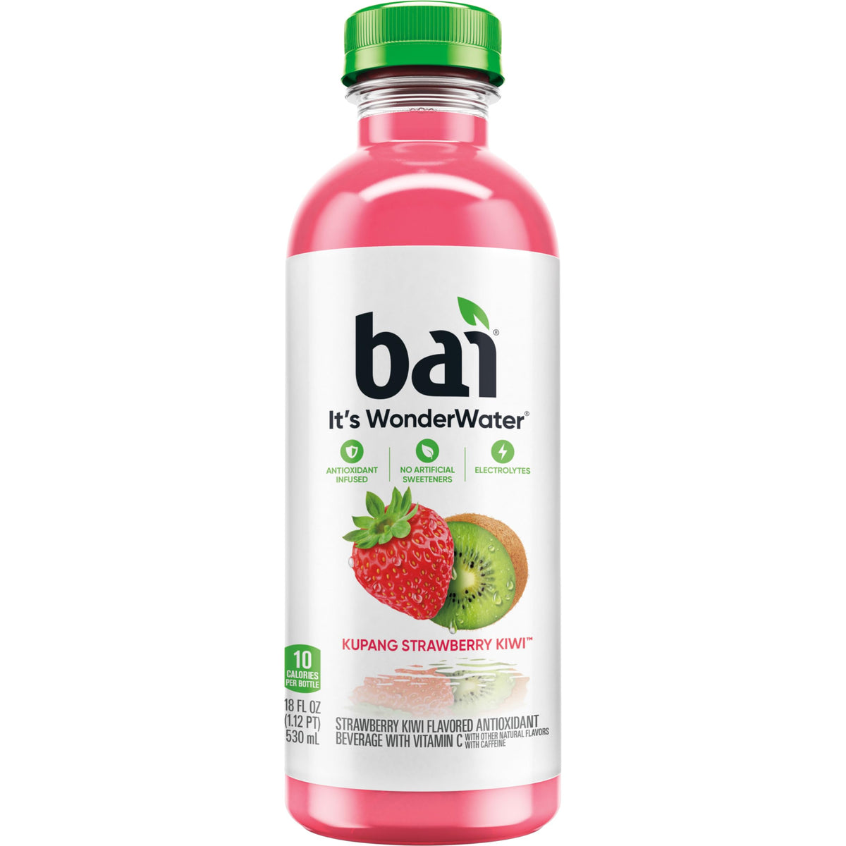 Vitamin C and zinc icons on Bai Kupang Strawberry Kiwi