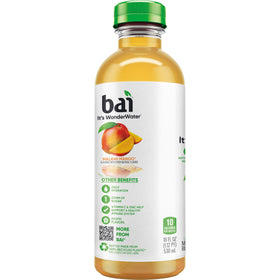 Bai Malawi Mango store display emphasizes gluten-free, tea-caffeine infusion
