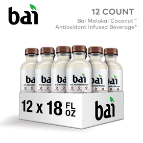 Bai Molokai Coconut bottle front label highlights no artificial sweeteners