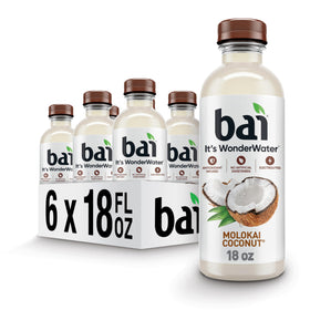 Bai Molokai Coconut bottle front view highlighting tropical flavor and hydration