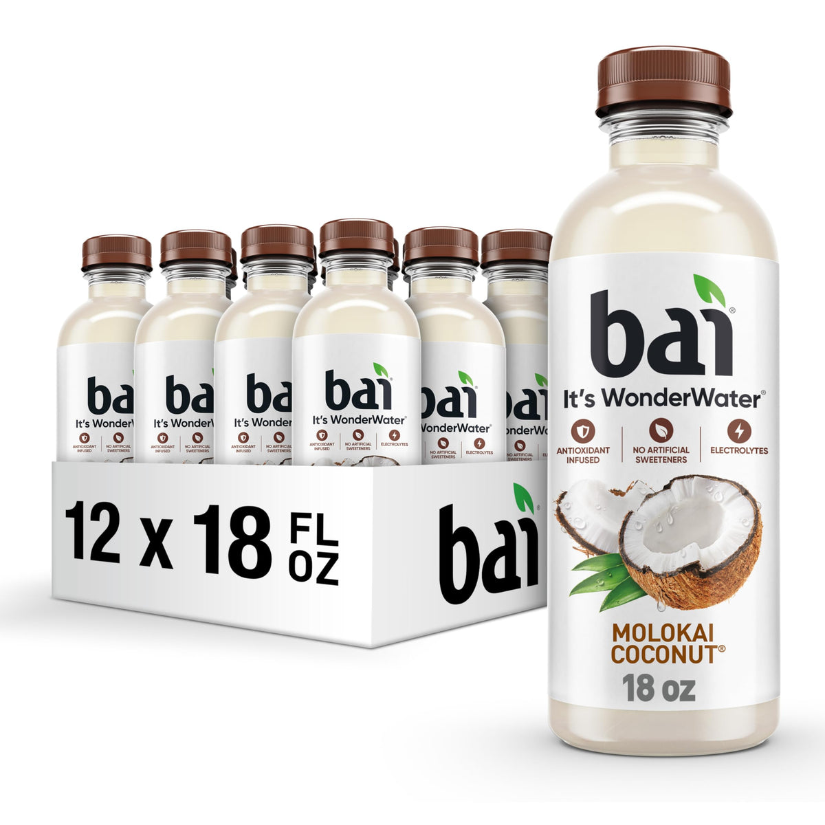 Bai Molokai Coconut bottle shows bold flavor and electrolyte hydration