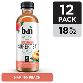 Bai Narino Peach tea bottle pour highlights convenient, on-the-go refreshment.