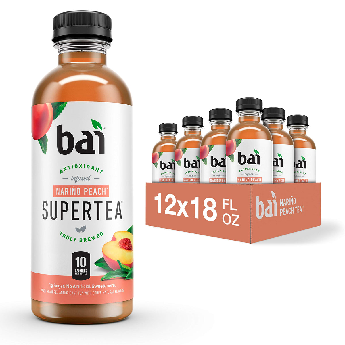 Bai Narino Peach tea bottle showcases bold flavor and portability.