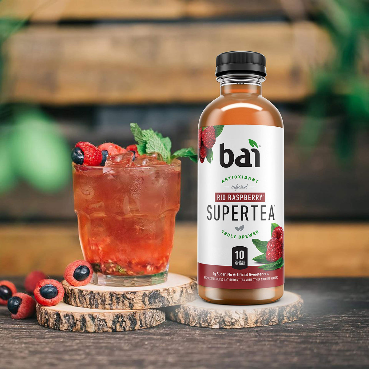 Chilled Bai Rio Raspberry served over ice for a refreshing treat.