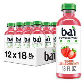 Bai Simbu Strawberry 18oz bottle ready for refreshing hydration on the go.