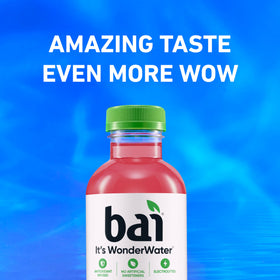 Bai Simbu Strawberry glass with ice emphasizes cold, refreshing taste.