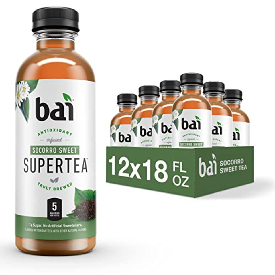 Bai Socorro Sweet iced tea bottle with bold fruit flavor and low sugar.