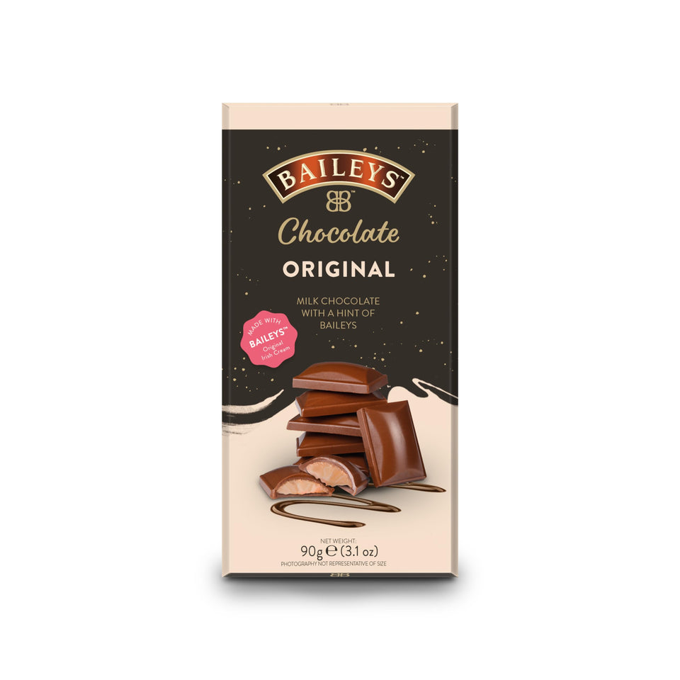 Baileys Original Chocolate Bar packaging shows the creamy Irish cream flavor for gifting.