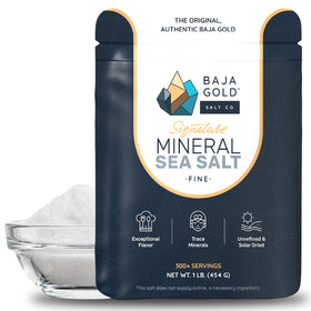Baja Gold Signature Mineral Sea Salt bag with fine grains ideal for everyday seasoning