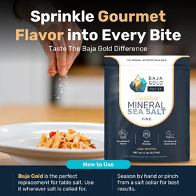 Finished dish with Baja Gold mineral sea salt enhancing flavor