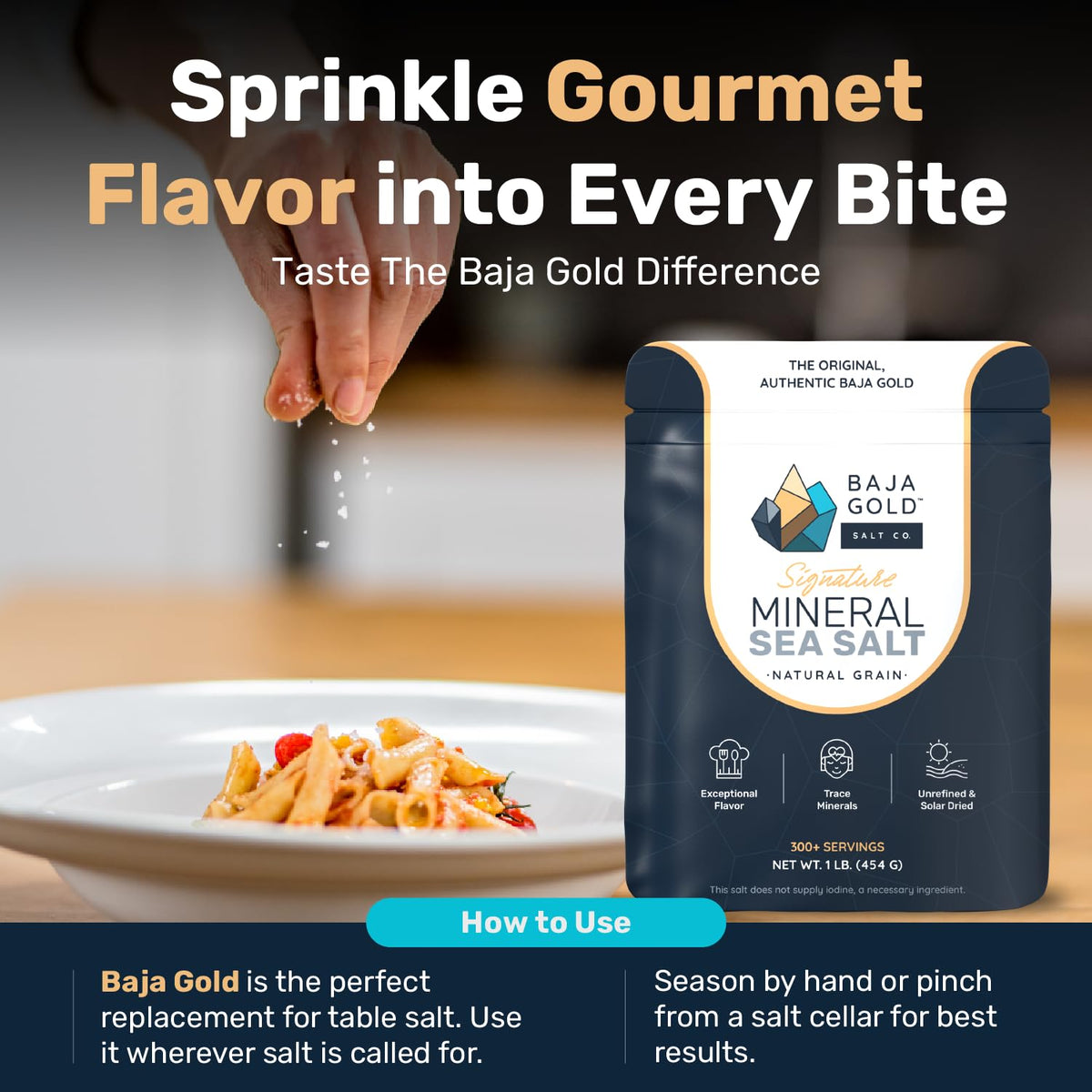 Kitchens setup with Baja Gold mineral sea salt for everyday cooking needs.
