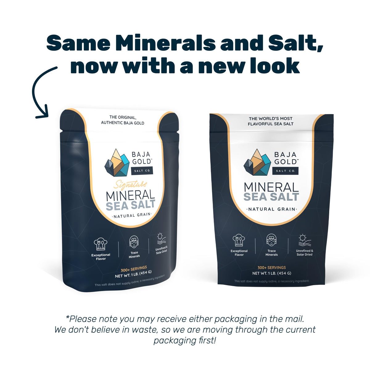 Re-sealable bag keeps Baja Gold salt fresh for 300+ servings.