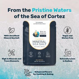 Seasoning a dish with Baja Gold Signature Mineral Sea Salt during cooking.
